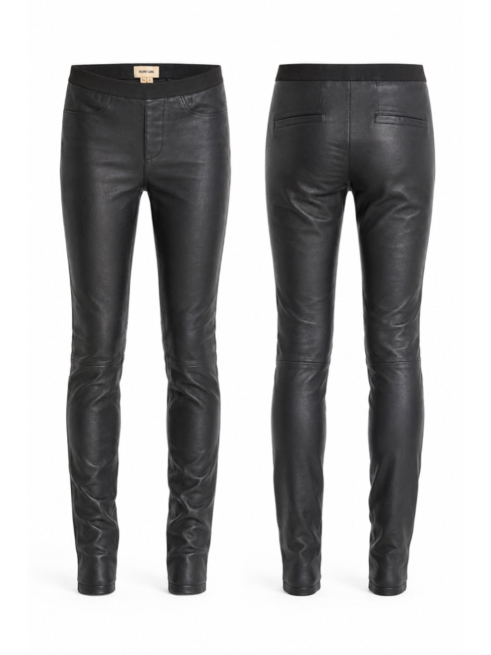 Helmut Lang Lamb Leather Skinny Pants Black Size 4 RN119376 Plonge